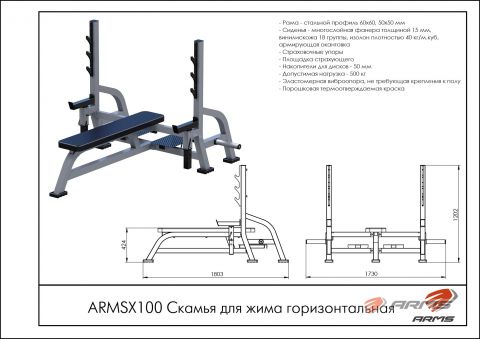 Скамья для жима горизонтальная ARMSX100