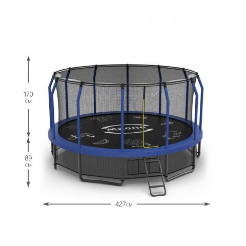 Батут каркасный с защитной сеткой и лестницей MZONE LUX 14 FT (427 см)